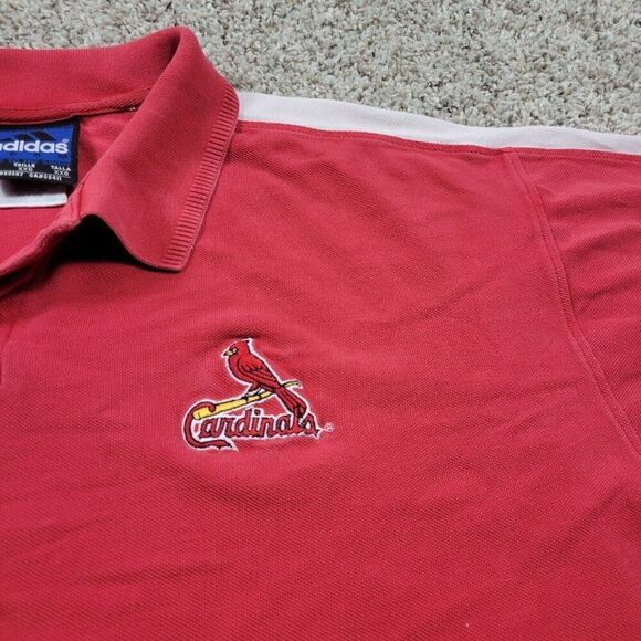 Vintage Adidas St. Louis Cardinals Polo Shirt Mens 2XL Red Short Sleeve Flaws* - Picture 5 of 9